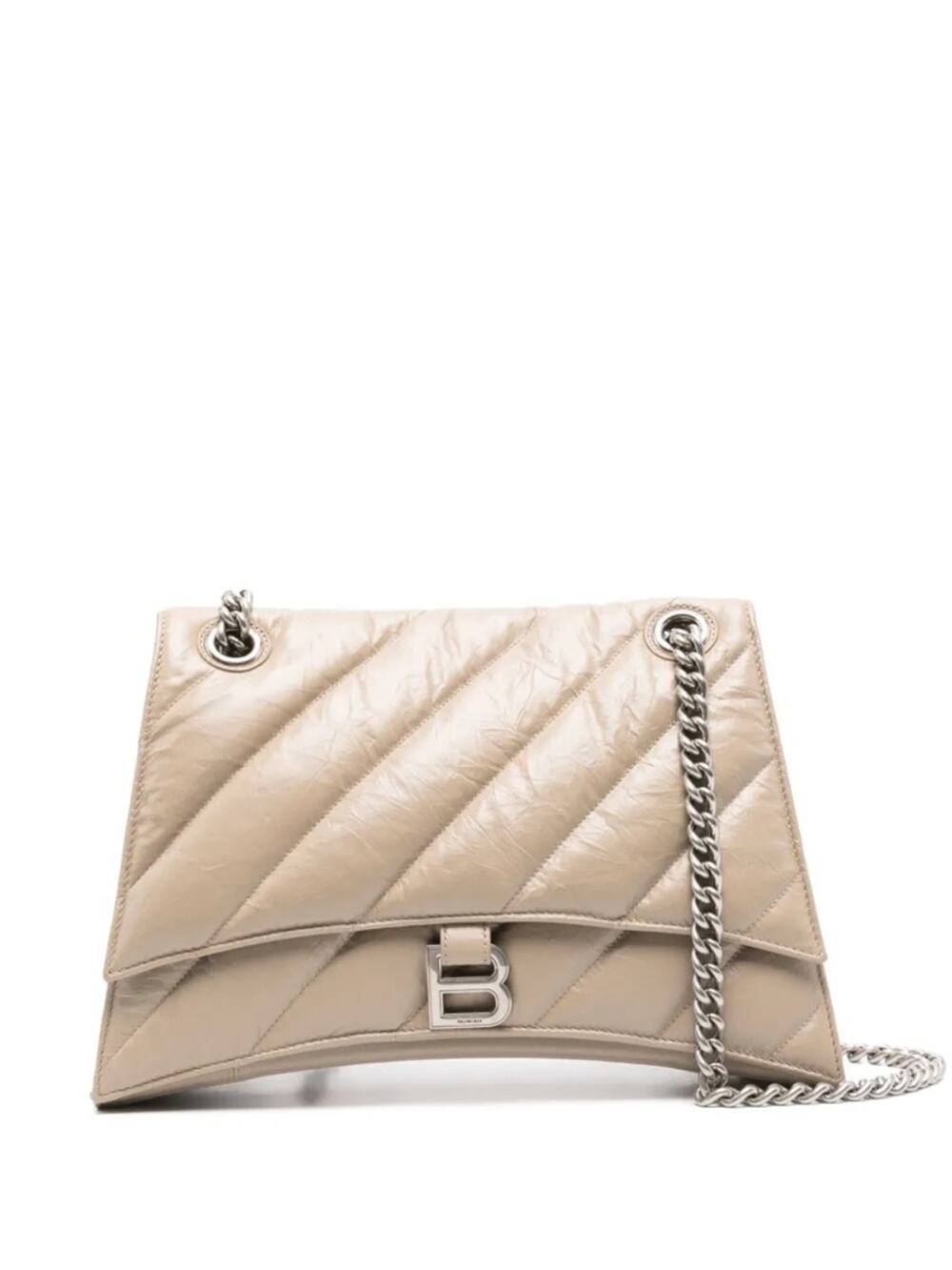 Balenciaga crushed Quilted Beige Shoulder Bag with Chain Strap